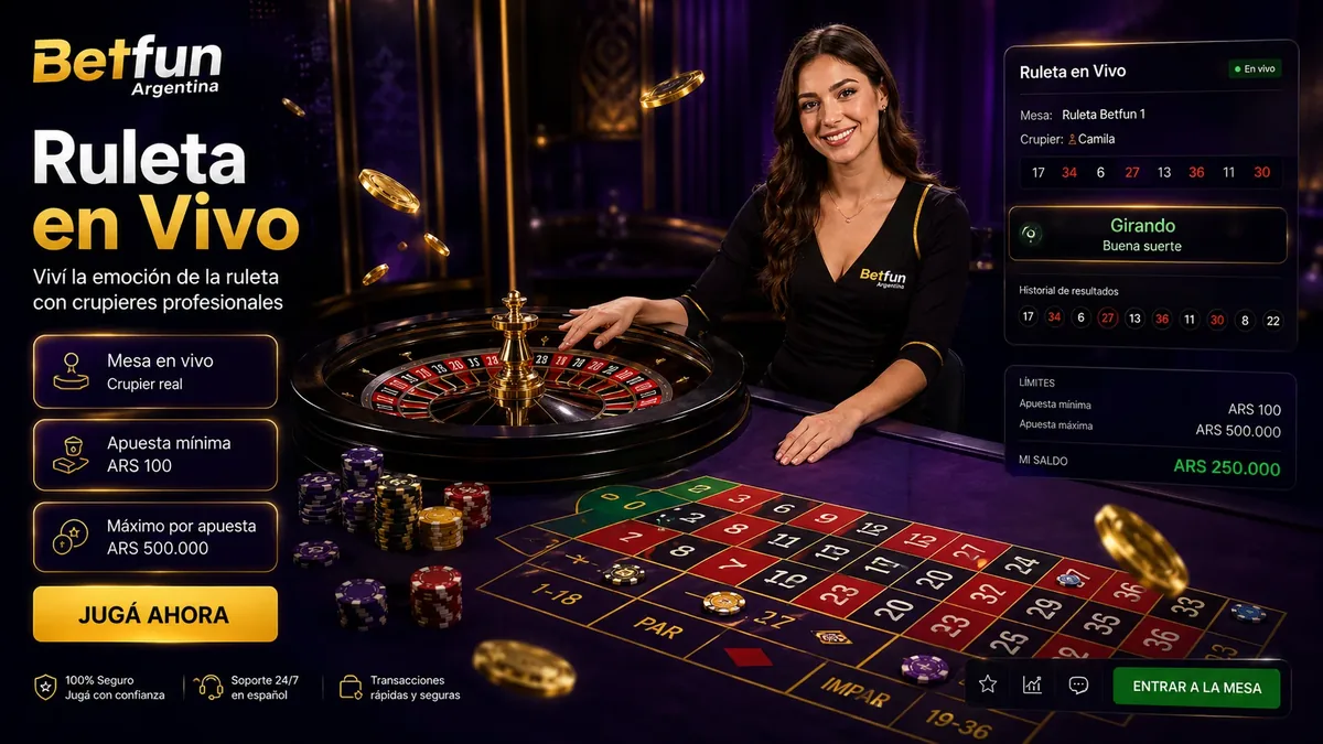 Ruleta en vivo de Betfun transmitida en HD con crupier